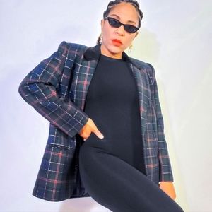 Metallic Plaid Blazer